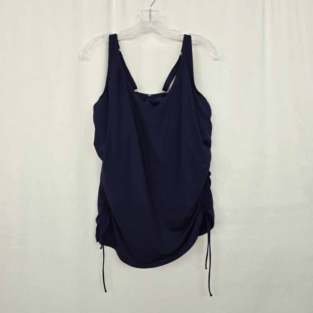Lands' End Tankini Swim Top Women's 16DD Blue Built-In Underwire Padded Bra
